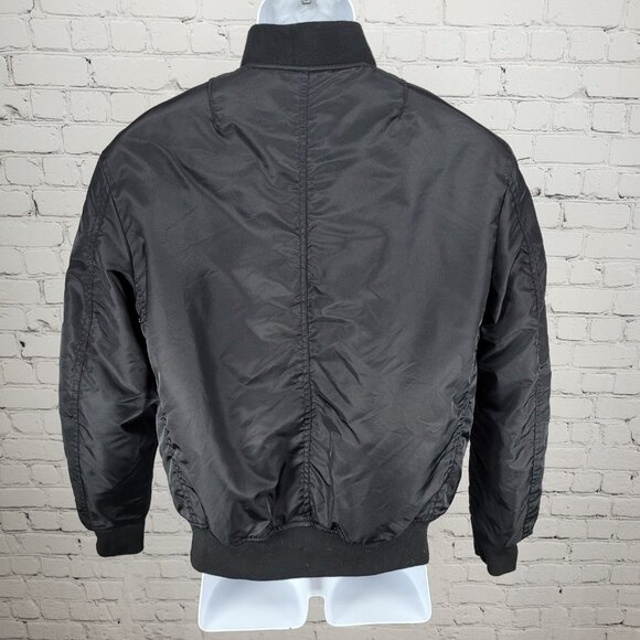 August Mcgregor Black Nylon Full Zip Inner Pocket Bomber Jacket Size Small S - Picture 2 of 16